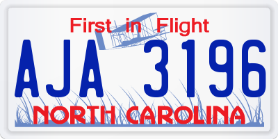 NC license plate AJA3196