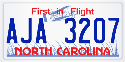 NC license plate AJA3207