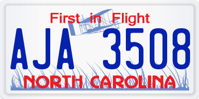 NC license plate AJA3508