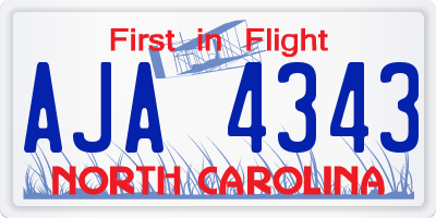 NC license plate AJA4343