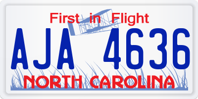 NC license plate AJA4636