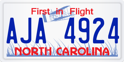 NC license plate AJA4924