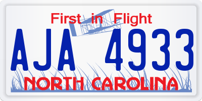 NC license plate AJA4933
