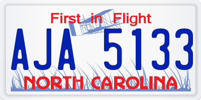 NC license plate AJA5133
