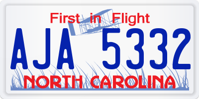 NC license plate AJA5332