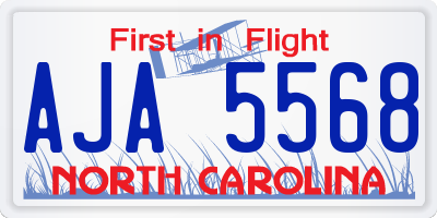 NC license plate AJA5568