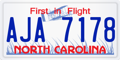NC license plate AJA7178