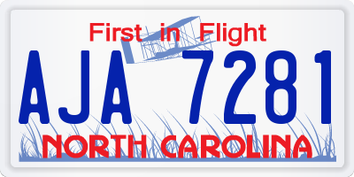 NC license plate AJA7281