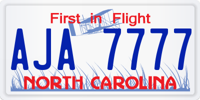 NC license plate AJA7777