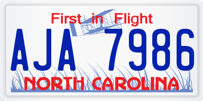 NC license plate AJA7986