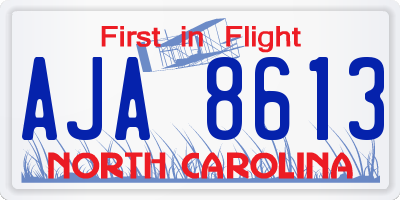 NC license plate AJA8613