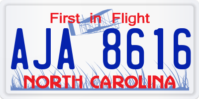 NC license plate AJA8616