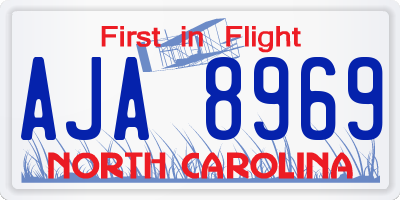 NC license plate AJA8969