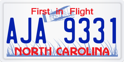 NC license plate AJA9331