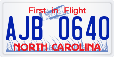 NC license plate AJB0640