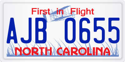 NC license plate AJB0655