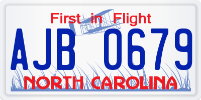 NC license plate AJB0679