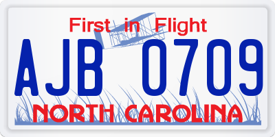NC license plate AJB0709