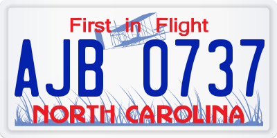 NC license plate AJB0737