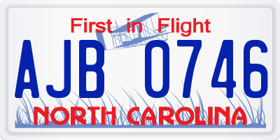 NC license plate AJB0746