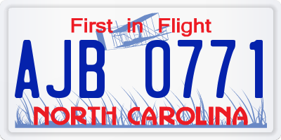 NC license plate AJB0771