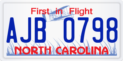 NC license plate AJB0798