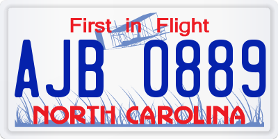 NC license plate AJB0889