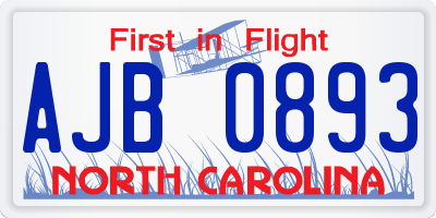 NC license plate AJB0893