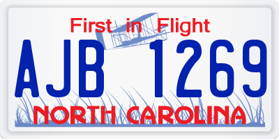 NC license plate AJB1269