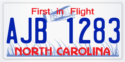 NC license plate AJB1283