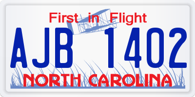 NC license plate AJB1402