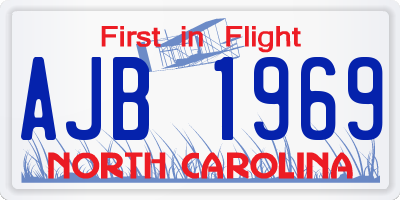 NC license plate AJB1969