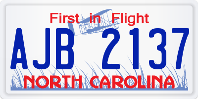 NC license plate AJB2137