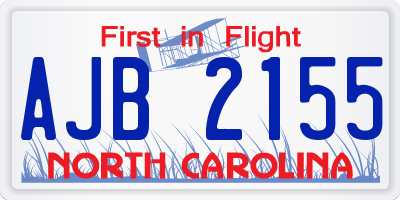 NC license plate AJB2155