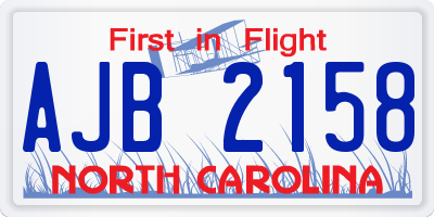 NC license plate AJB2158