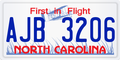 NC license plate AJB3206