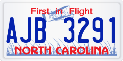 NC license plate AJB3291