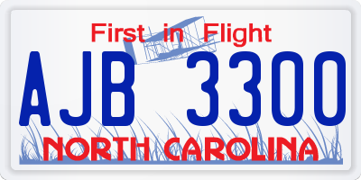 NC license plate AJB3300