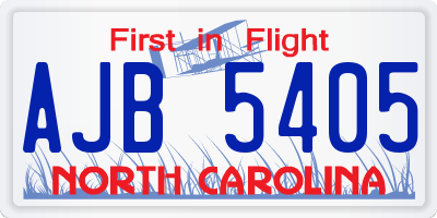 NC license plate AJB5405