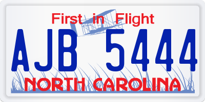 NC license plate AJB5444