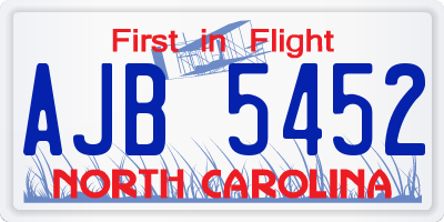 NC license plate AJB5452
