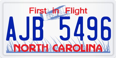 NC license plate AJB5496