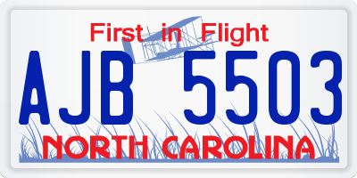 NC license plate AJB5503