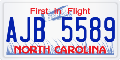 NC license plate AJB5589