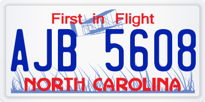 NC license plate AJB5608