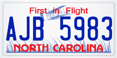 NC license plate AJB5983