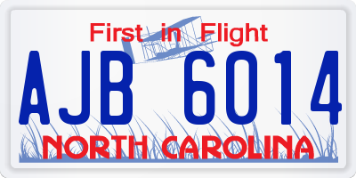NC license plate AJB6014