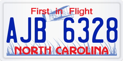 NC license plate AJB6328