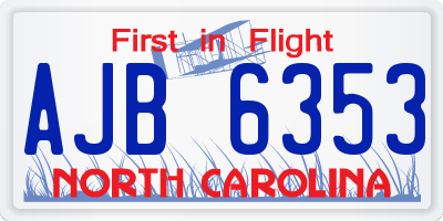 NC license plate AJB6353