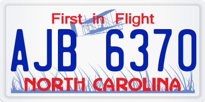 NC license plate AJB6370